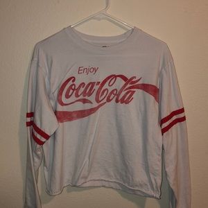 “Enjoy Coca-Cola” Large White long sleeve crop top